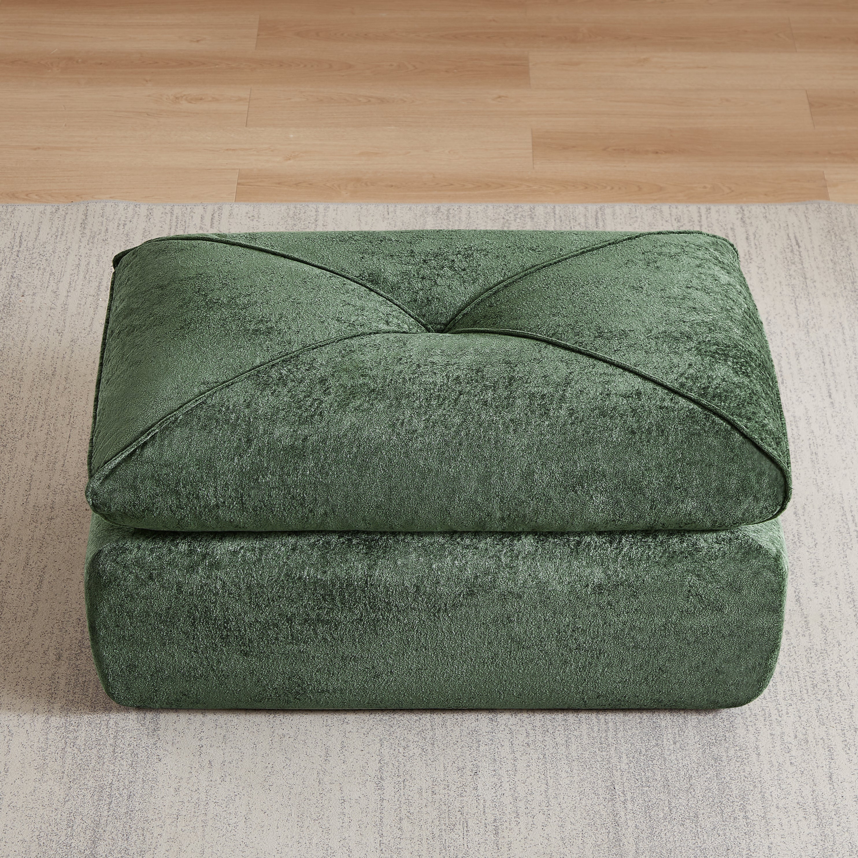 Modern Minimalist Green Fabric Chenille Combination Sofa, Spacious And