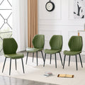 4 Sets Of Retro Olive Green PU Dining Chairs With A Spacious And Comfo
