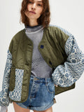 New Women's Warm Quilted Printed Patchwork Button Lightweight Cotton C