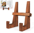 Wooden Cookbook Stand For Kitchen Counter, Rustic Brown Book Holder Fo