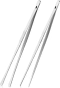 2 Pack 12 Inch Stainless Steel Kitchen Tongs, Serrated Tips, Long Hand