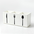 3 Compartment White Acrylic Cutlery Organizer Plastic Flatware Holder