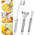 3-Piece Stainless Steel Corn Peeler & Stripper Tool Set - Upgraded Cor