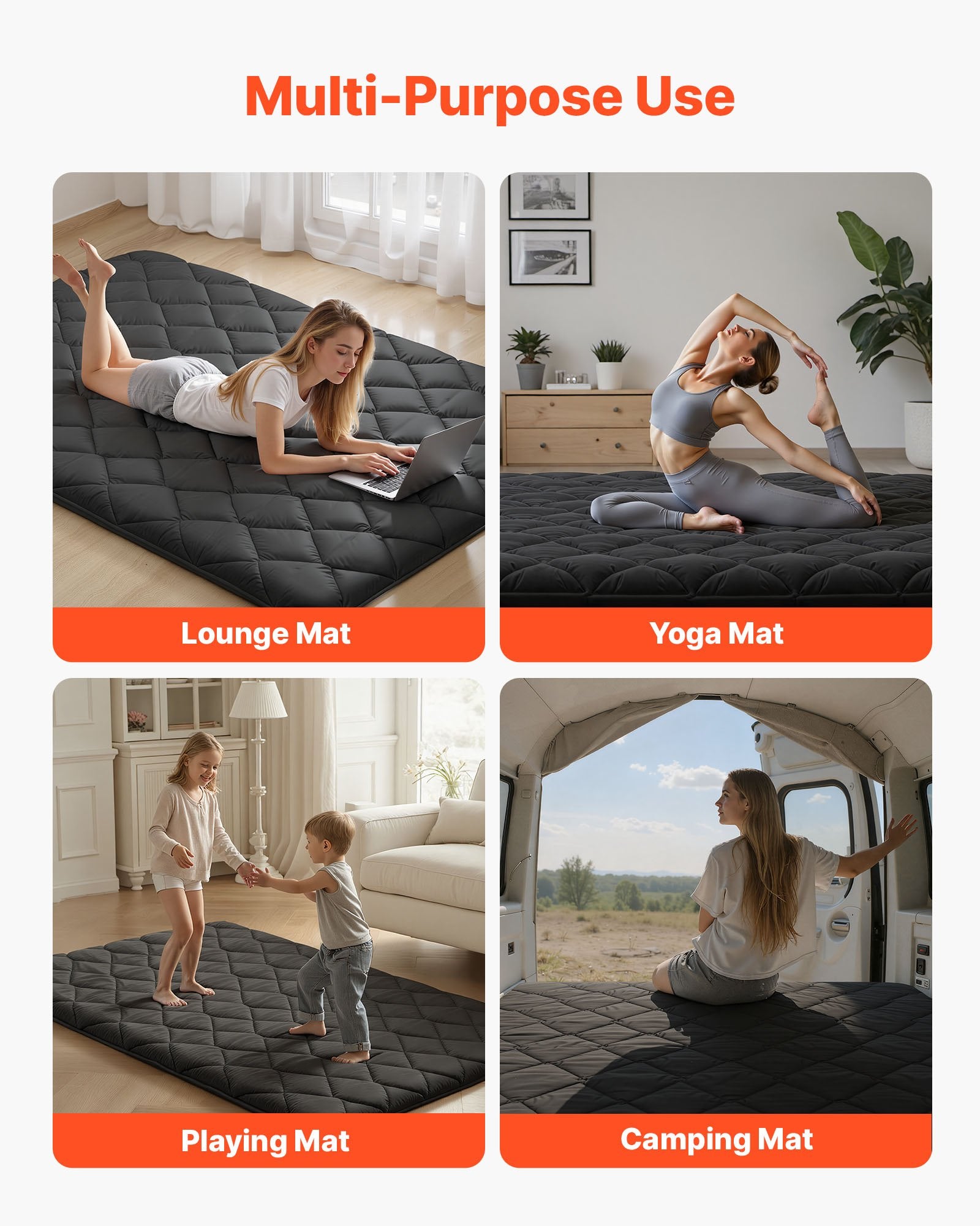 Japanese Tatami Mat, Full Size Foldable Japanese Tatami Mattress, Futo
