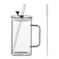 Borosilicate Glass Cup with Straw and Lid
