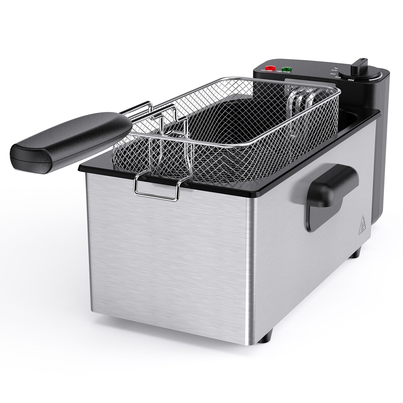 Stainless Steel Deep Fryer With An Observation Window Cover, 1500W Pow