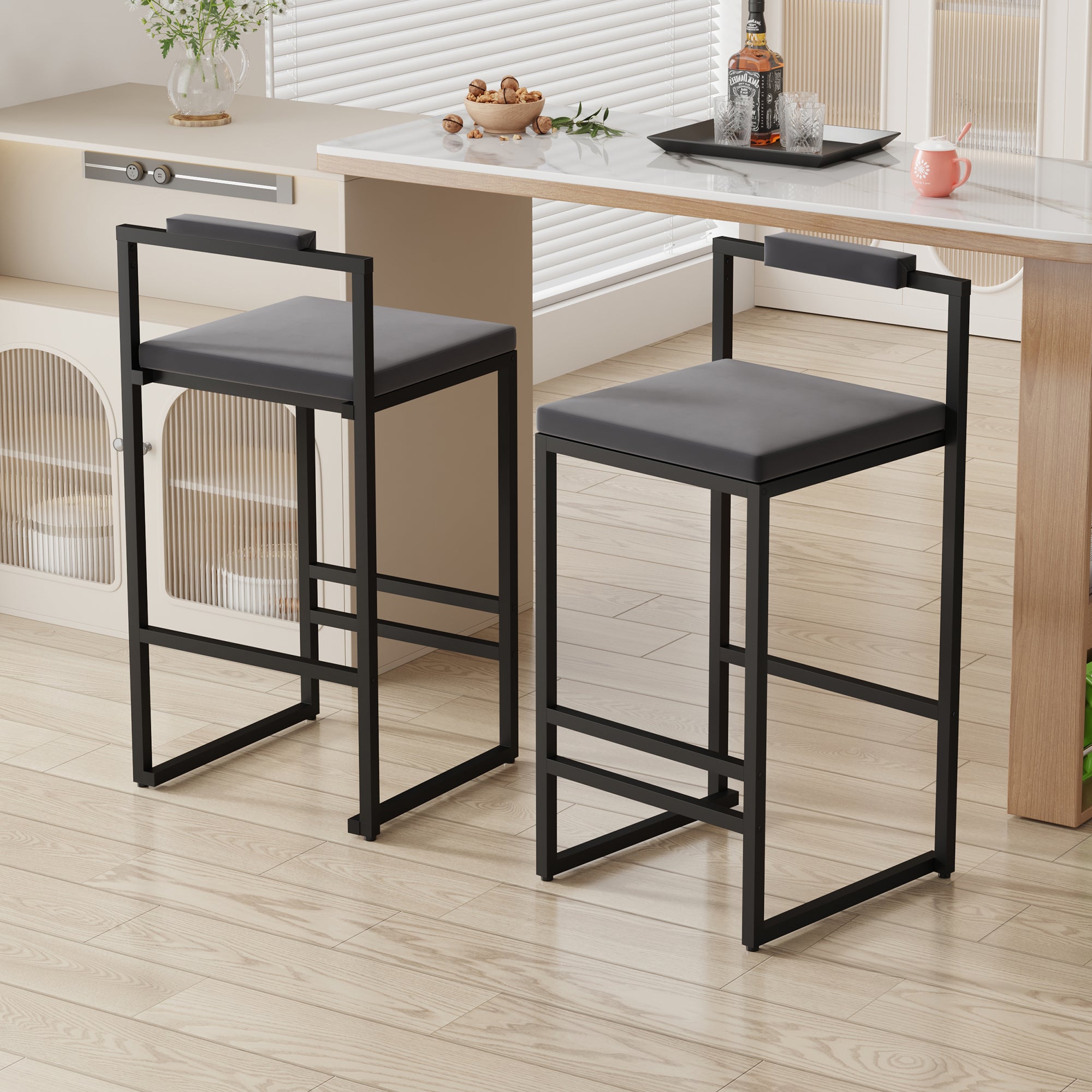 Bar Stools Upholstered Velvet Counter Height Barstools For Kitchen Isl
