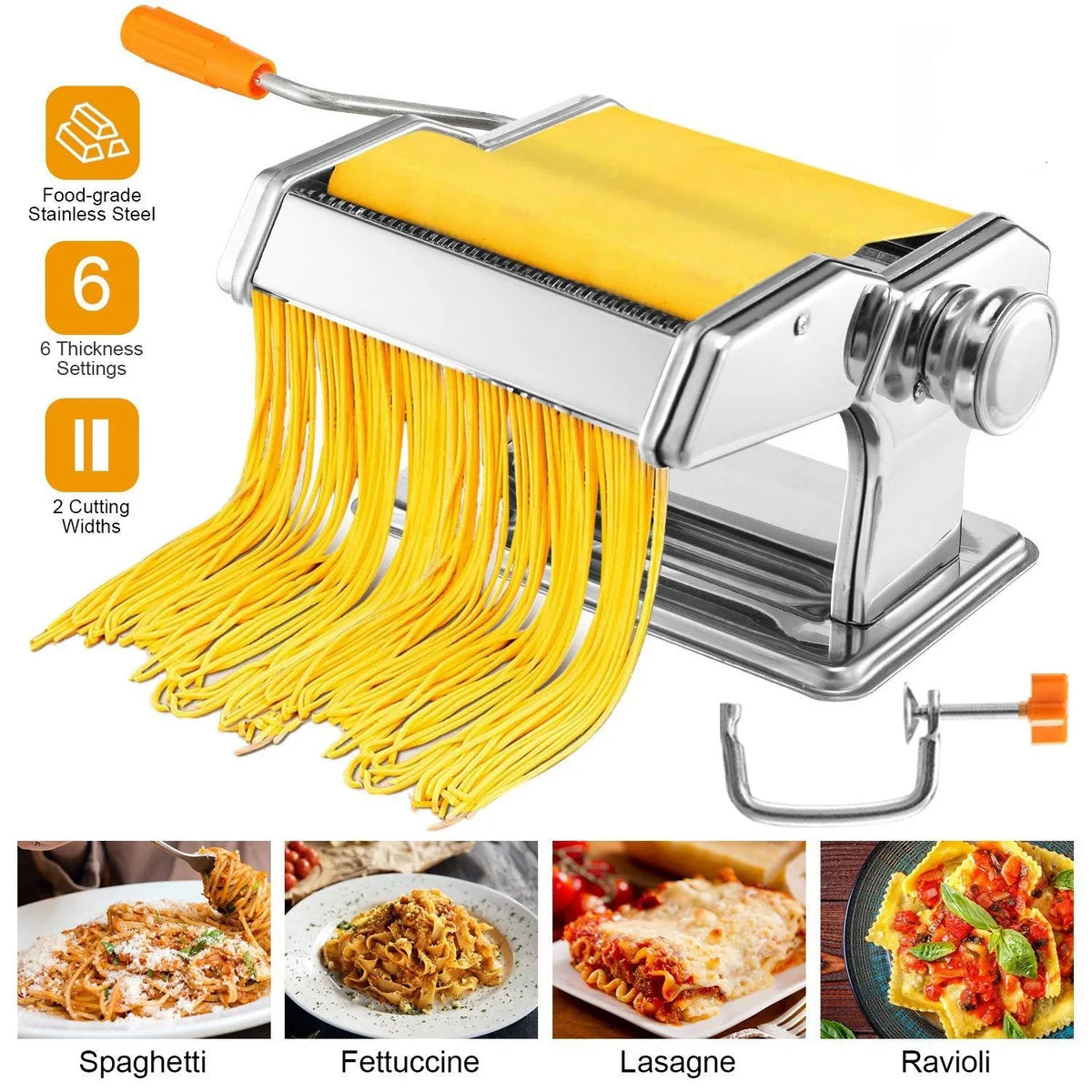 Pasta Maker Roller Machine Fettuccine Noodle Maker 9 Thickness Setting