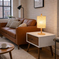 Arcana Oak Table Lamp with Rattan Weave