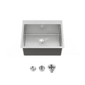 Kitchen Sink, 23″x19″ Single Bowl, Overmount Handmade Sink in Dark Gra