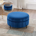 31.5 W Upholstered Round Ottoman With Reversible Lid, Velvet Storage S