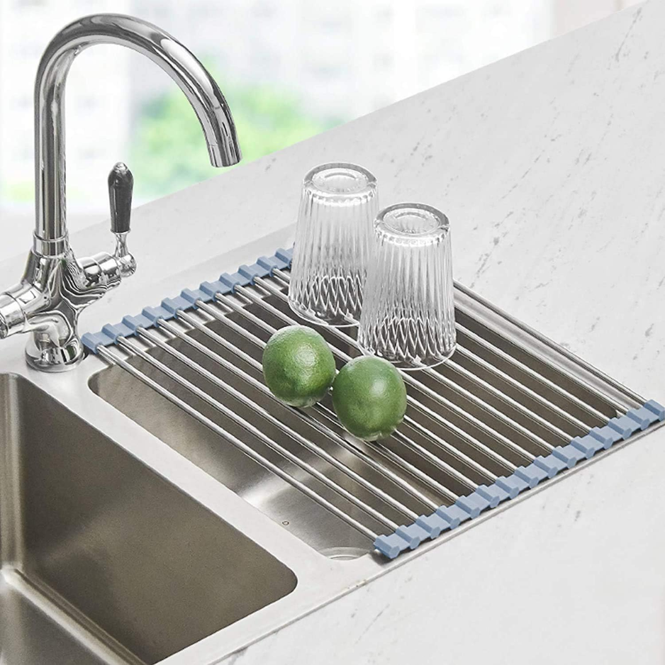Seropy Roll-Up Over-the-Sink Dish Drying Rack - Foldable Stainless Ste